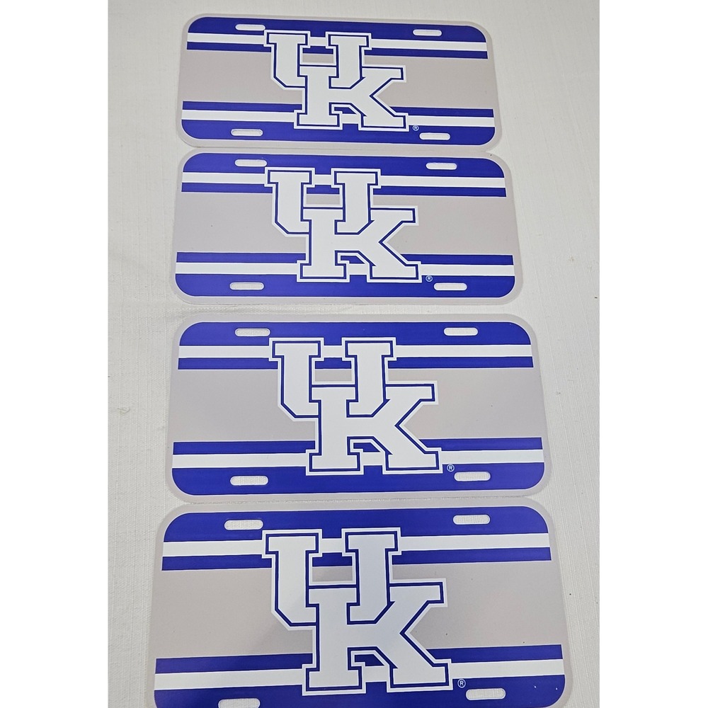 NCAA‎ Kentucky Wildcats UK Logo Stripe License Plate Lot of 4 New Blue Grey